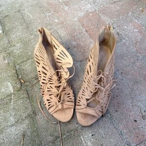 Wild Diva Beige Cut-Out Heels